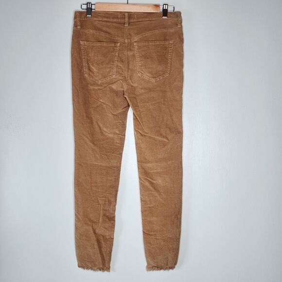 FINAL PRICE Free People Regan Button Fly Cords Tan Raw Hem Skinny Pants 27 - Picture 5 of 7